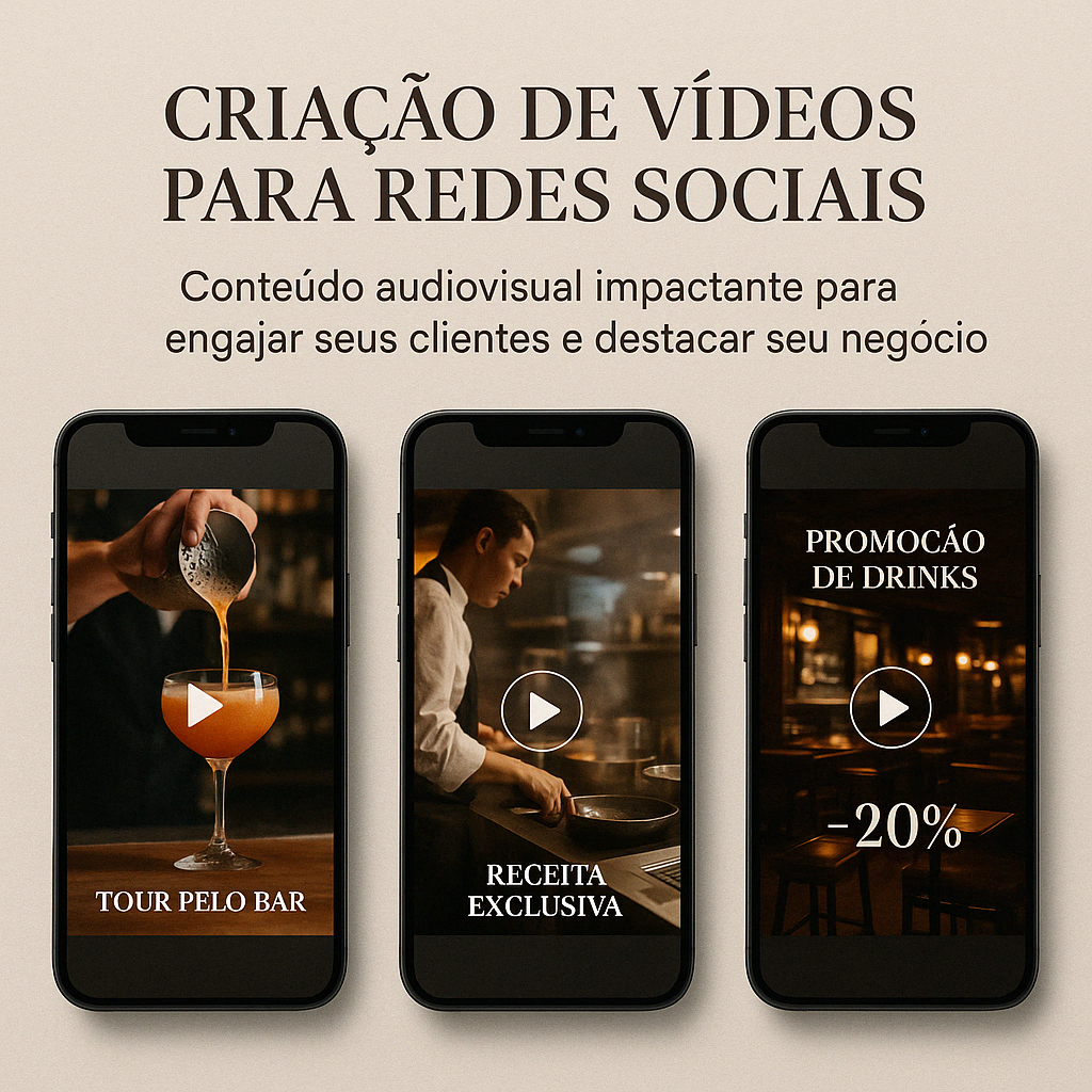 Criação de Vídeos: 5 vídeos ( 10 segundos cada )